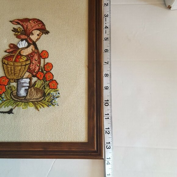 Hummel Vintage Crewel Embroidery Wall Art Framed 10x14 Lot of 2 Finished - Picture 12 of 12